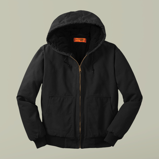 Embroidered Work Hoodie — Heavy Duck Cloth Zip Jacket